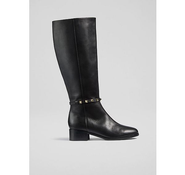 l.k. bennett Stevie Black Leather Knee Boots