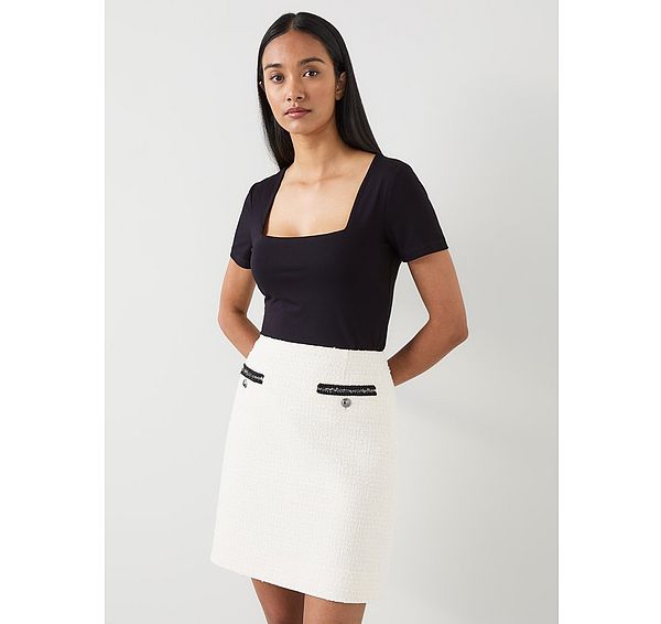 l.k. bennett Tasha Black Jersey Square Neck Top