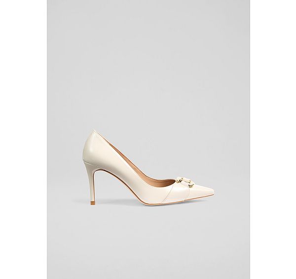 l.k. bennett Thelma Ecru Smooth Patent Oloid Courts