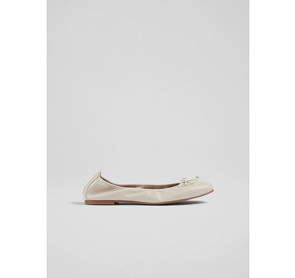 l.k. bennett Trilly Cream Leather Ballet Pumps