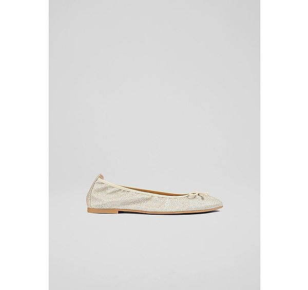 l.k. bennett Trilly Gold Glitter Ballet Pumps