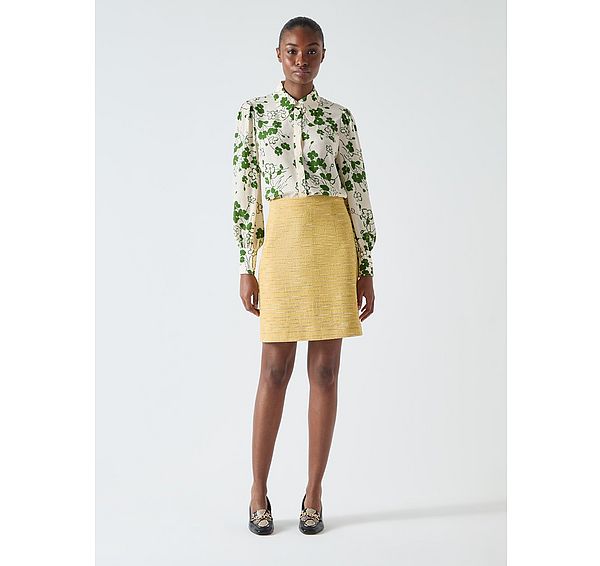 l.k. bennett Varley Yellow Tweed Mini Skirt