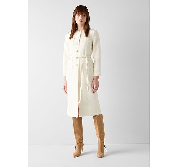 l.k. bennett Vera Ivory Tweed Collarless Coat