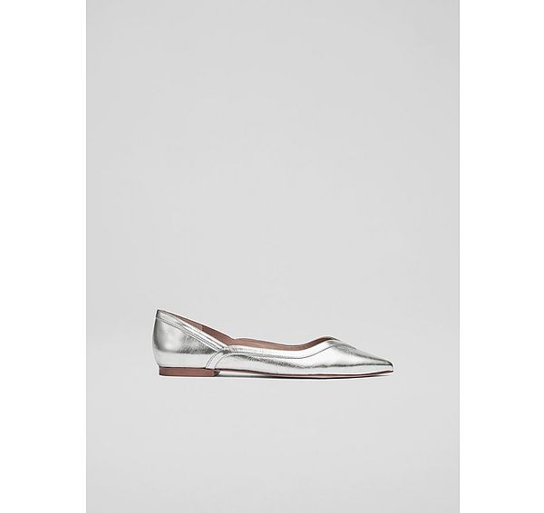 l.k. bennett Violet Metallic Leather Point Flats