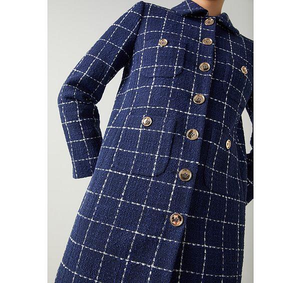 l.k. bennett Vita Blue & Navy Tweed Light Check Coat
