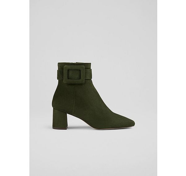 l.k. bennett Wilde Khaki Covered Buckle Ankle Boot