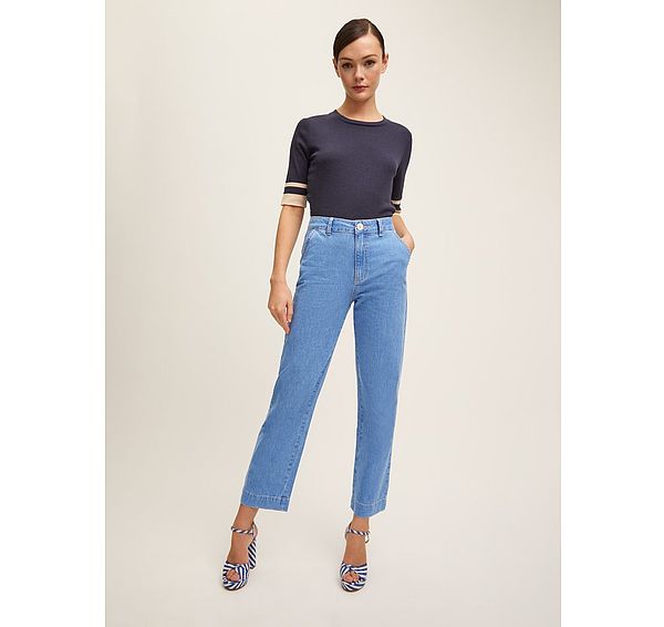 l.k. bennett Willow Pale Indigo Soft Wide Crop Jean