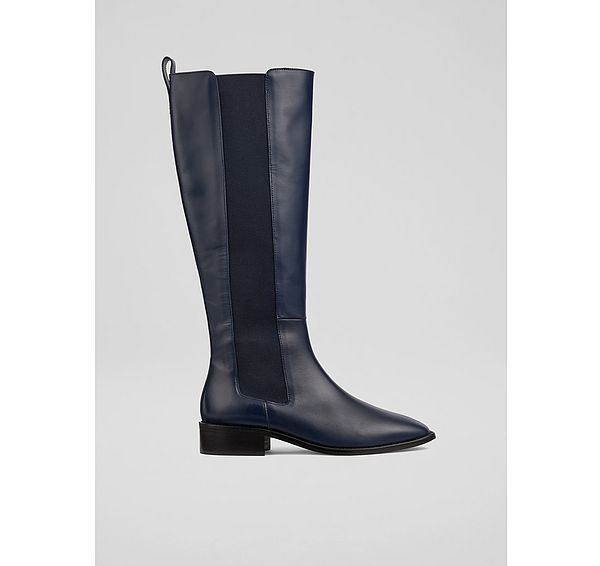 l.k. bennett Zara Navy Leather Knee Boots