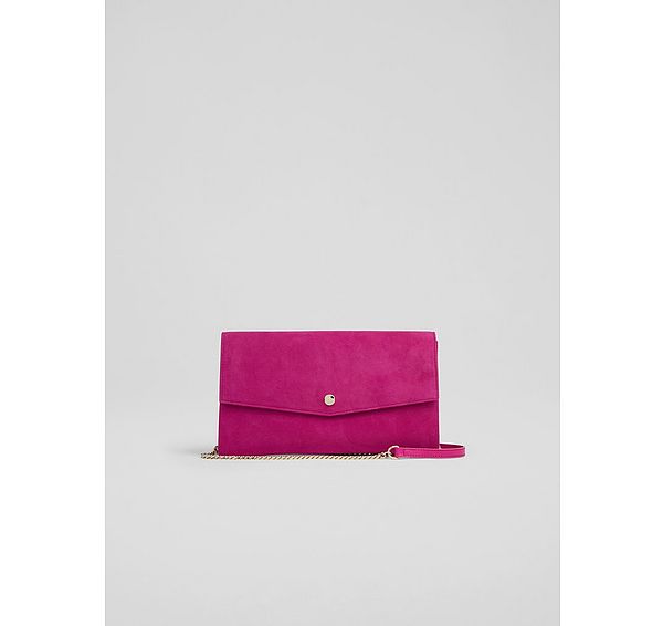 l.k. bennett Layla Bright Burgundy Suede Envelope Clutch