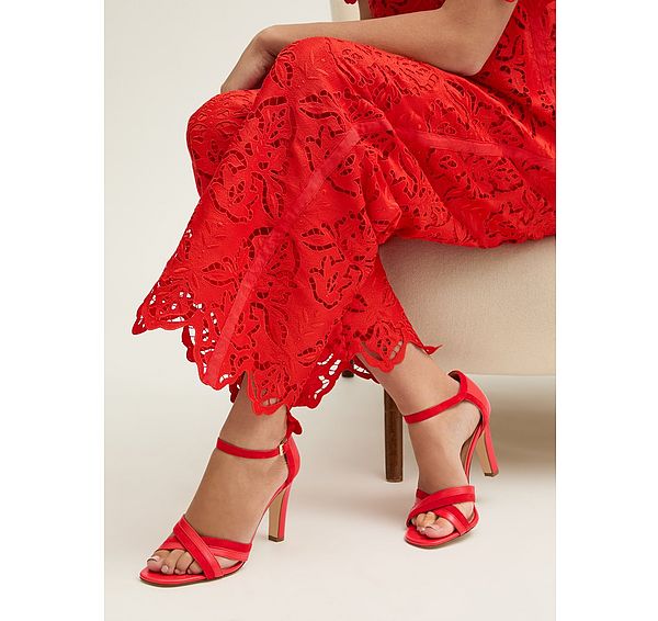 l.k. bennett Lennon Red Suede & Nappa Colour Block Sandal