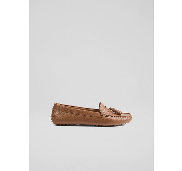 l.k. bennett Leslie Brown Leather Tassel Moccasin Loafer
