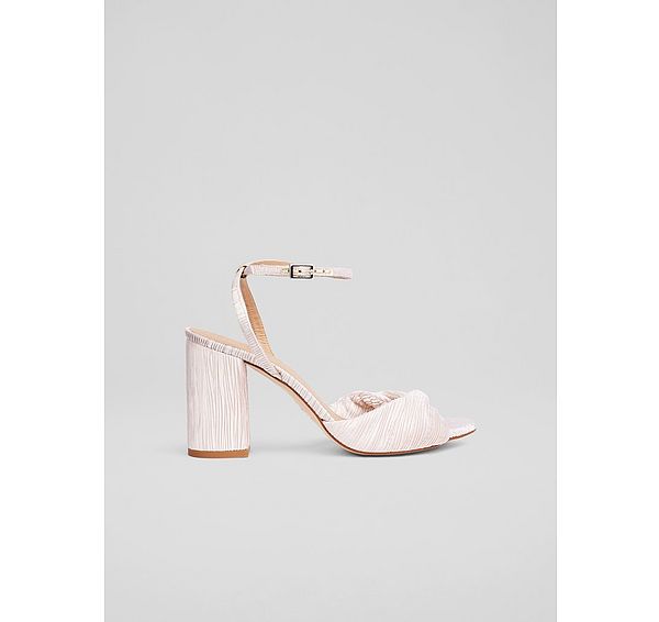 l.k. bennett Lilith Champagne Fabric Twist Front Sandals