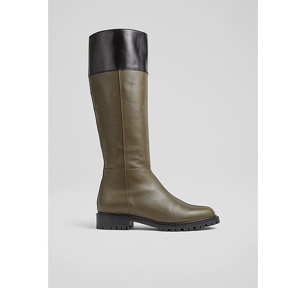 l.k. bennett Lincoln Green Leather Flat Knee-High Boots