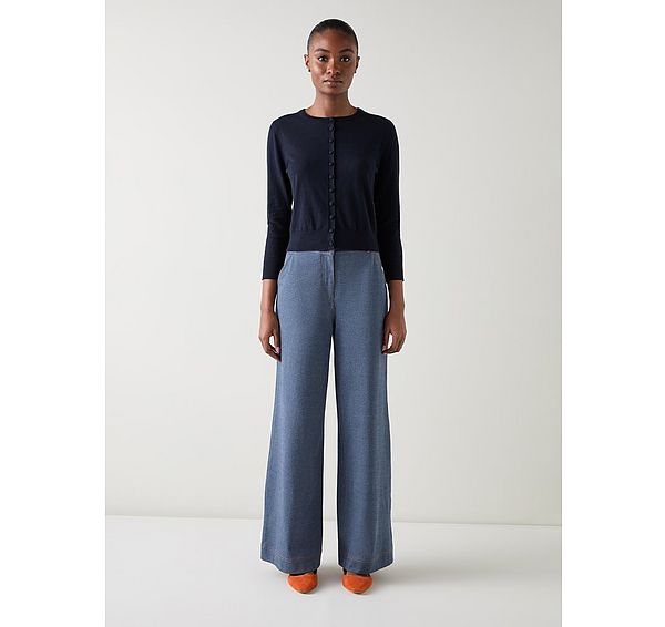 L.k. Bennett Lottie Midnight Plain Merino Fine Gauge Cardigan