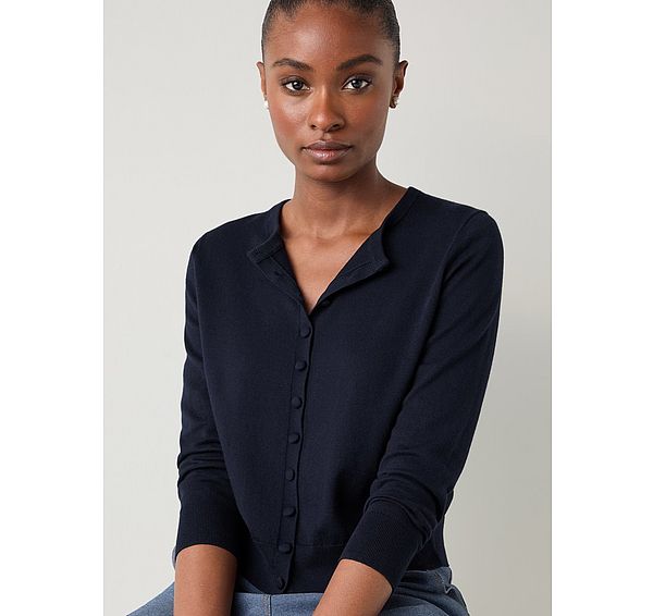 l.k. bennett Lottie Midnight Plain Merino Fine Gauge Cardigan