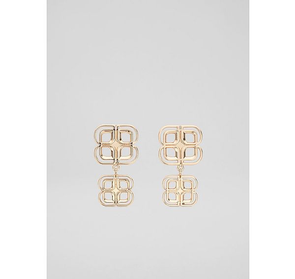 l.k. bennett Lou Lou Metallic Logo Motif Two Drop Earrings