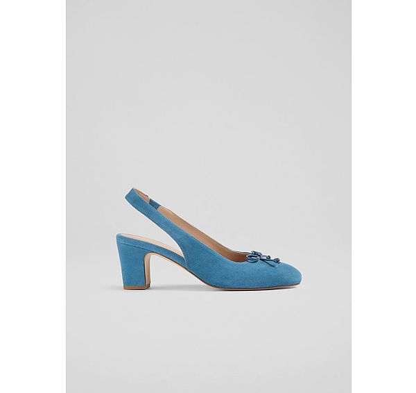 l.k. bennett Louise Powder Blue Suede Ballerina Slingback