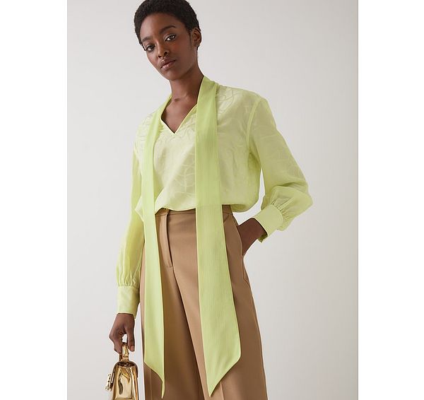 l.k. bennett Maggie Green Jacquard Print Silk Blend Blouse