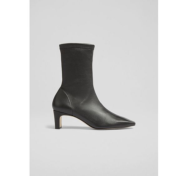 l.k. bennett Marcia Black Nappa Stretch Leather Ankle Boot