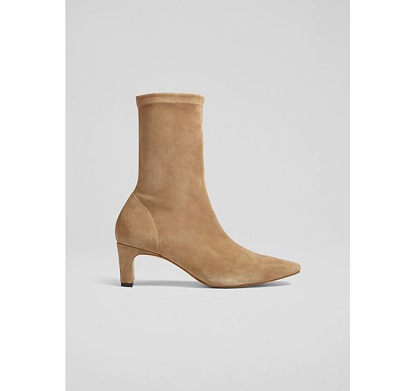 l.k. bennett Marcia Brown Stretch Suede Leather Ankle Boots