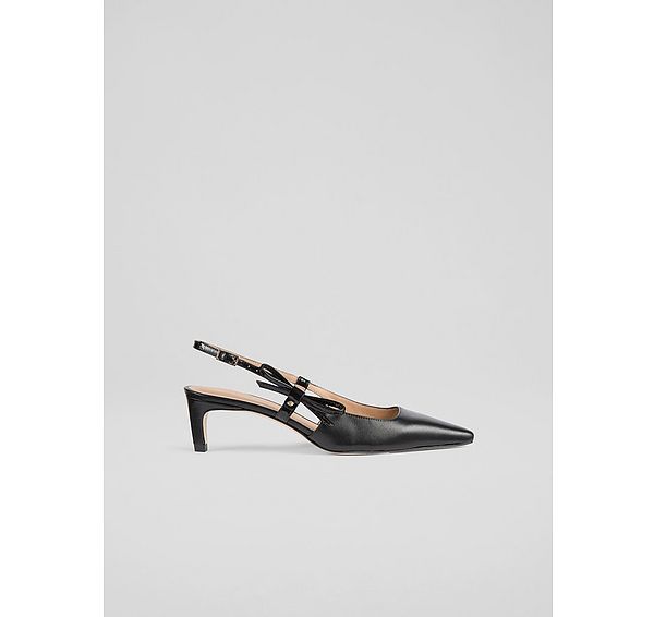 l.k. bennett Marilyn Black Nappa Leather Stud Mini Bow Courts