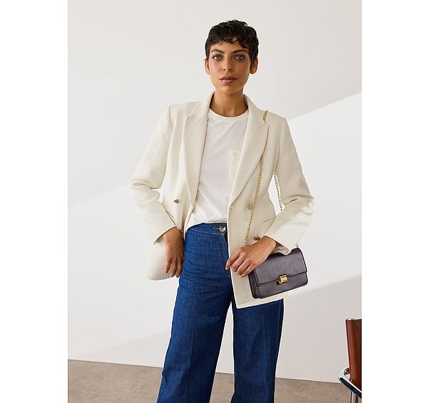 l.k. bennett Mariner Cream Tweed Double Breasted Jacket