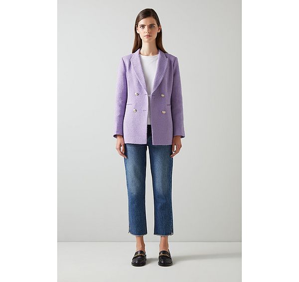 L.k. Bennett Mariner Lilac Italian Tweed Double-Breasted Jacket