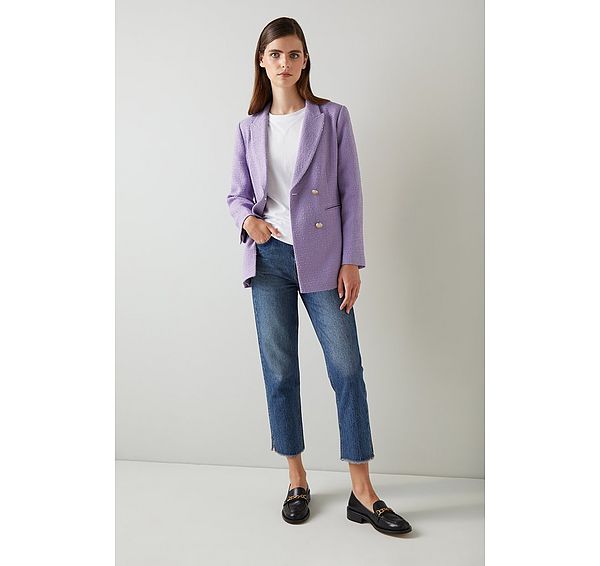 l.k. bennett Mariner Lilac Italian Tweed Double-Breasted Jacket