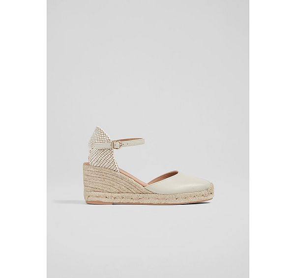 l.k. bennett Marissa Cream Leather Ankle Strap Espadrilles