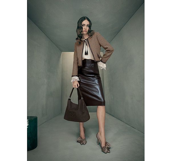 l.k. bennett Marlene Patent Brown Slim Stretch Pencil Skirt