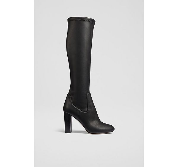 l.k. bennett Marlowe Black Stretch Vegan Leather Knee-High Boots