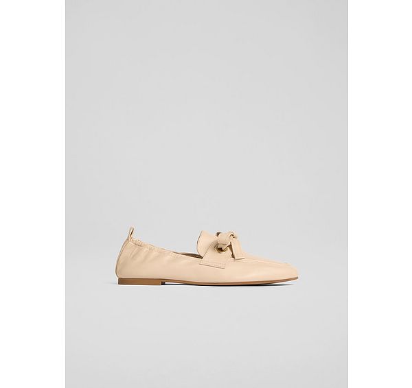 l.k. bennett Maude Neutral Nappa Leather Eyelet Bow Loafer