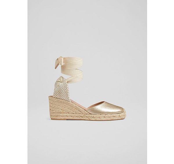 l.k. bennett Maureen Gold Metallic Leather Espadrilles