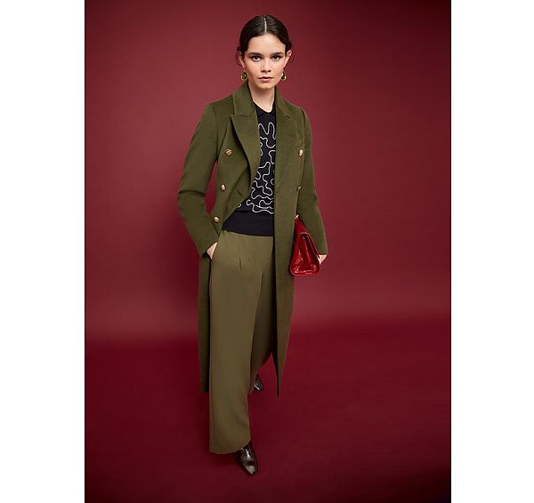 l.k. bennett Natalia Green Wool Fitted Double Breasted Coat