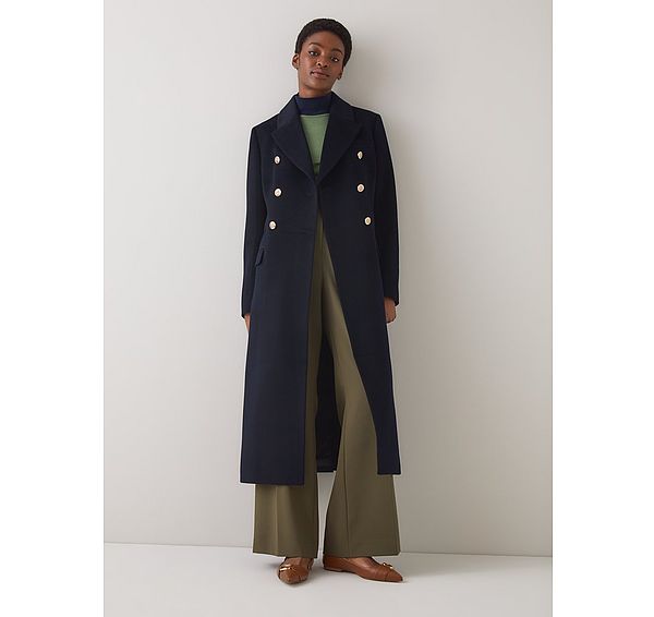 l.k. bennett Natalia Midnight Wool Fitted Double Breasted Coat