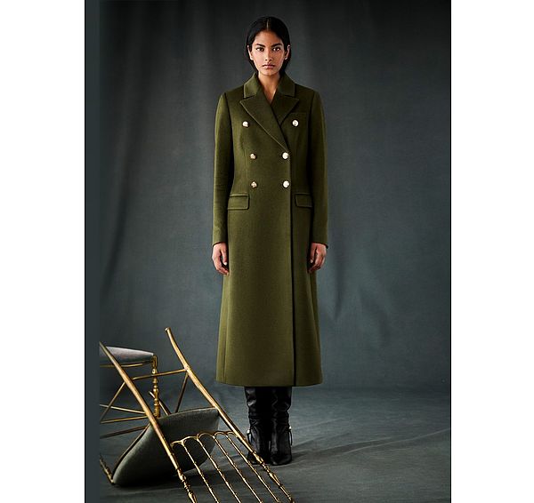 l.k. bennett Natalia Petite Green Wool Fitted Double Breasted Coat