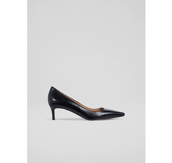 l.k. bennett New Ava Black Leather Pointed Kitten Heel Court