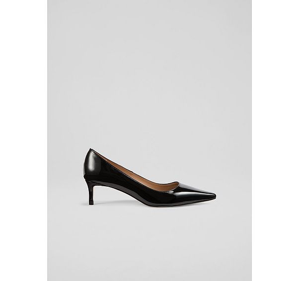 l.k. bennett New Ava Black Patent Pointed Kitten Heel Court