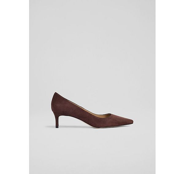 l.k. bennett New Ava Brown Suede Pointed Kitten Heel Court