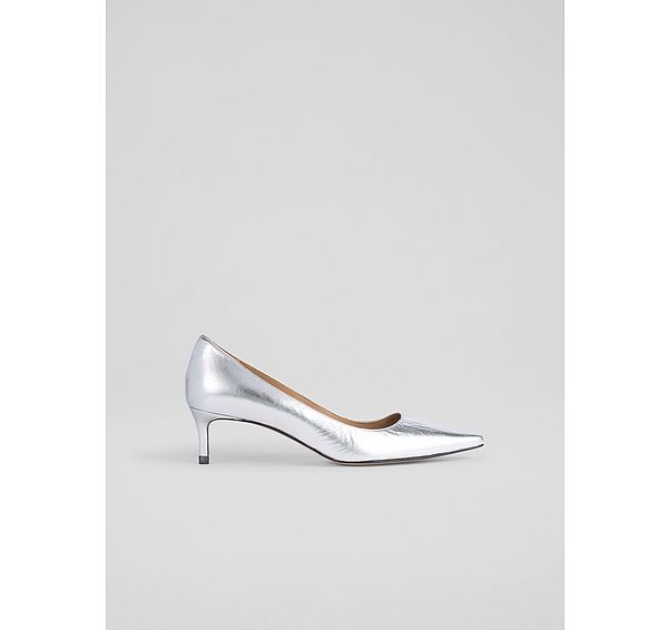 l.k. bennett New Ava Metallic Leather Low Heel Courts
