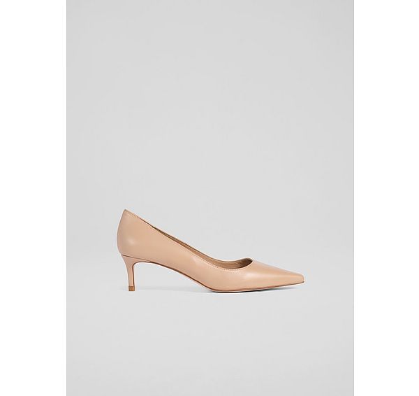 l.k. bennett New Ava Trench Leather Pointed Kitten Heel Court