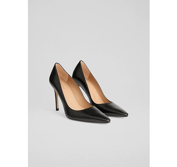 L.k. Bennett New Fern Black Leather Pointed Toe Courts