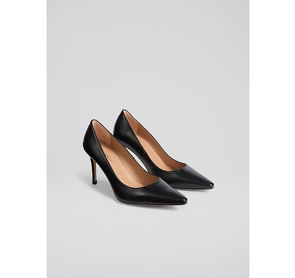 L.k. Bennett New Floret Black Nappa Leather Pointed Toe Courts