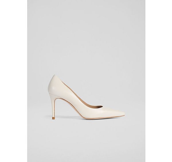 l.k. bennett New Floret Cream Leather Pointed Courts