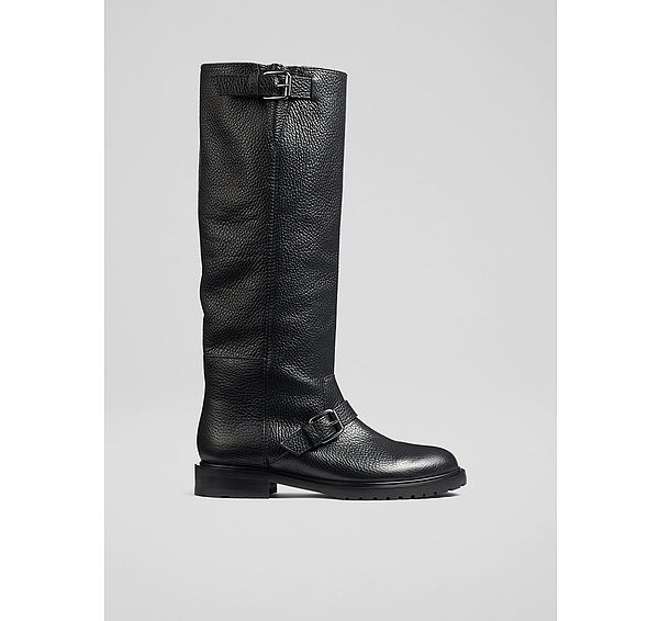 l.k. bennett Noemi Black Leather Knee-High Biker Boots