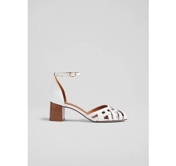 l.k. bennett Noemia Cream Leather Criss-Cross Sandals