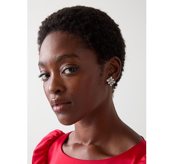 l.k. bennett Odette Mul-Cream Crystal Floral Stud Earring