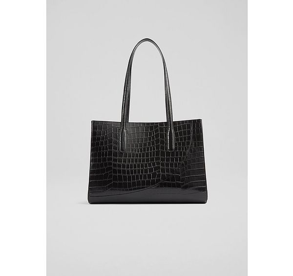 l.k. bennett Olivia Black Croc Effect Oloid Tote Bag