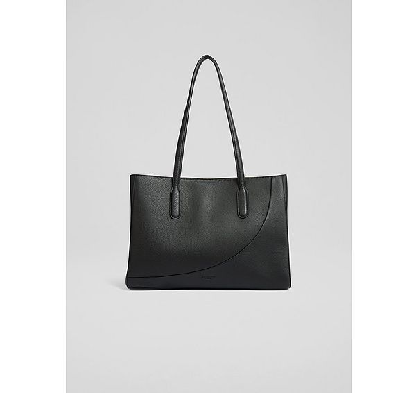 l.k. bennett Olivia Black Grained Leather Oloid Tote