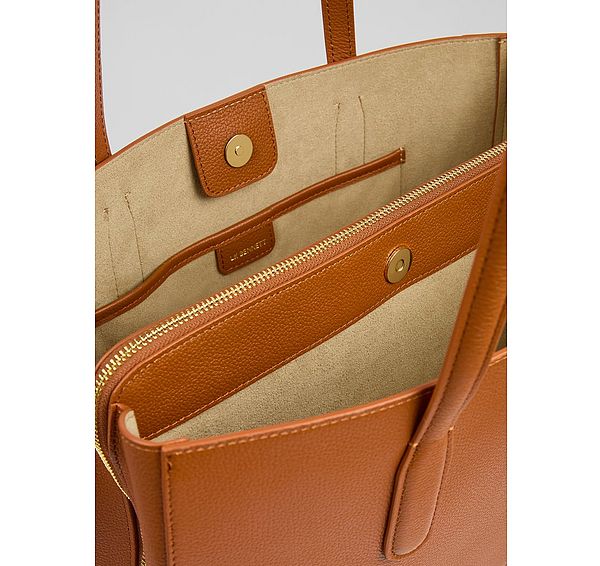 L.k. Bennett Olivia Tan Grained Leather Oloid Tote Bag